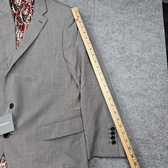 Indochino Blazer Mens 46 Gray Newbury Skull Lining Wool Jacket Timeless Classic - Picture 12 of 16
